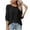 Black, variant on Women's 3/4 Sleeve Textured Blouse Round Neck Puffed Cuff Casual Shirts Loose Fit Comfortable Tunic Tops for Daily Wear Yellow M