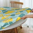 thumbnail image 5 of muroi Citrus Lemons Blue Butterfly Fitted Round Tablecloth Waterproof Table Cloth with Elastic Edge Wipe Clean Table Cover for Indoor Outdoor Fits 45"-50", Medium, 5 of 6