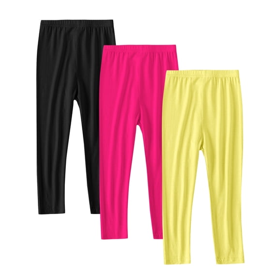 IFNWSV Girls Leggings Bow Print Stretch Lace Hem Casual Long Tights Hot Pink 12 Years