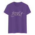 thumbnail image 5 of Wsysadlol Womens Blouses Women Casual Fashion Round Neck Short Sleeve T-Shirt Trendy Letter Printed Comfortable Basic Tee Top For Ladies, 5 of 5