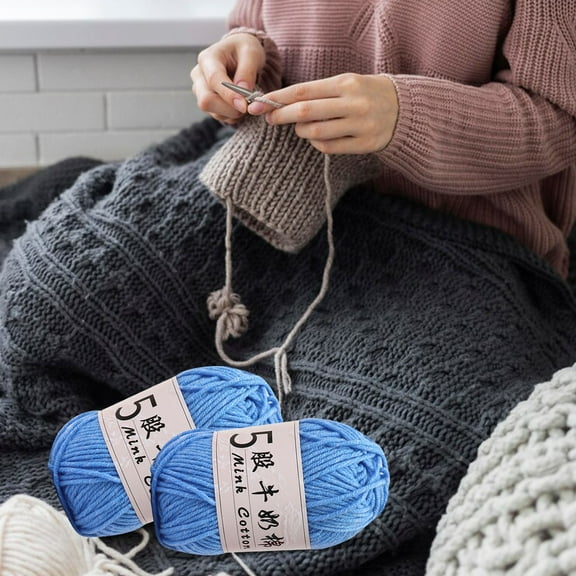 Foqnuq 5 Strands Milk Cotton Yarn for Crochet & Knitting, Acrylic Thread for DIY Projects, Baby Sweater, Dolls, Bags, Scarves - 50g, 325m Soft & Durable