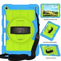Allytech Shockproof Case for Apple iPad 9th 8th 7th Generation, iPad 10.2" 2021/2020/2019 Case, Rugged Shoulder Strap Rotating Stand Shoulder Strap Kids Friendly BumperCase - Blue