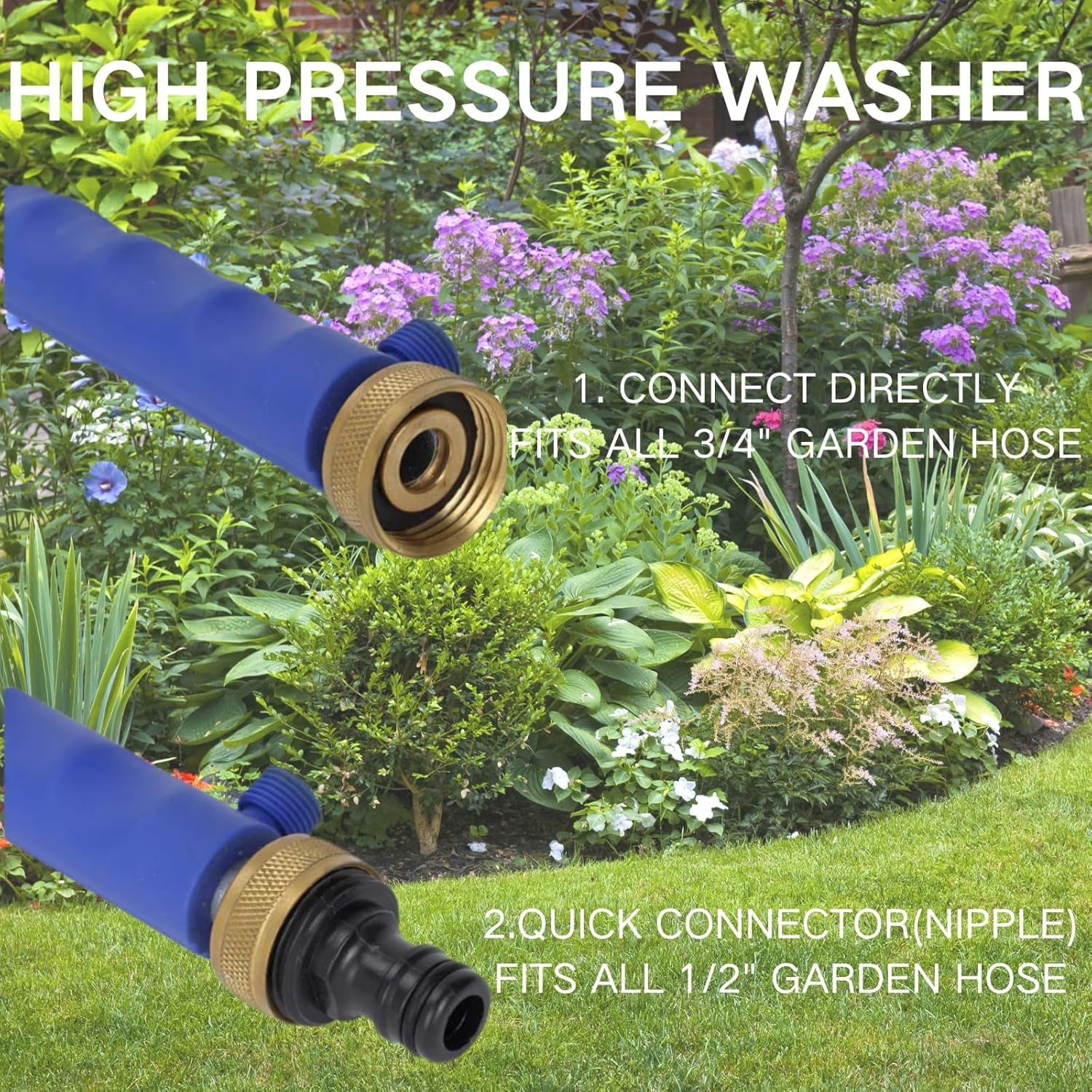 Pressure Washer, J2-in-1 High Pressure Power Washer, with 2 Jet Different Nozzle and Hose Quick Connectors, Easily Removes Stubborn Stains
