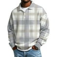 thumbnail image 2 of QHRMKOG Sweatshirt Men Vintage Button Plaid Shirt Pullover Relaxed Fit Trendy Stand Up Collar Sweatshirt Fall Warm Long Sleeve Top White 2XL, 2 of 4