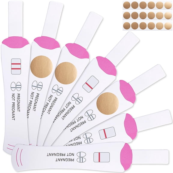 EBaokuup 60 Pcs Pregnancy Test Scratch Off Party Favors, Pink Baby Shower Game Cards with Gold Stickers