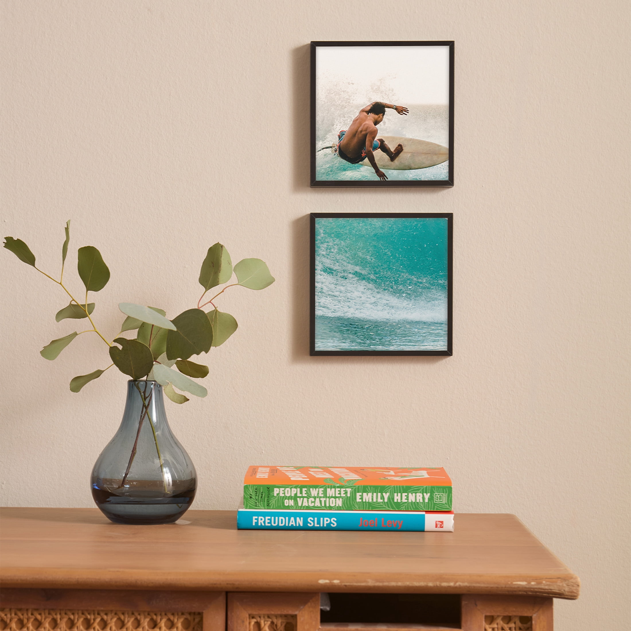 TilePix Mini 6x6 Black Photo Frame 2-Piece– Customizable Magnetic Frame for Gallery Wall, Nail-Free Hanging Photo Tile