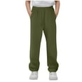 thumbnail image 3 of Bnwani Sweatpants for Boys Jogger Pants Elastic Waist Drawstring Straight Leg Pants with Pockets Army Green, 3 of 6