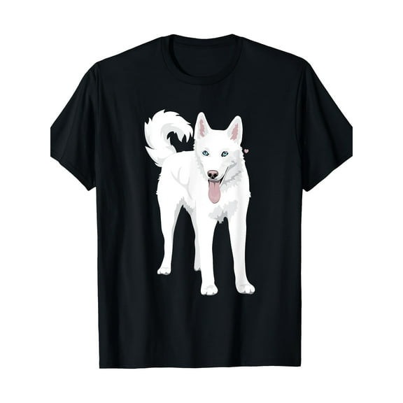 100% Cotton T-Shirt - Cute White Siberian Husky Dog Design - 220g