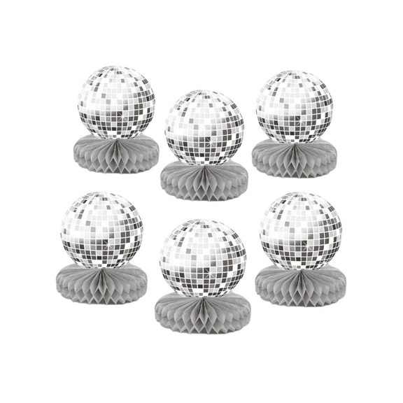 6pcs Disco Party Decorations Silver Disco Decor Flat Disco Ball Centerpieces For Party Table Flat Disco Ball Decor For 70s Disco Ball Party Decorations Christmas