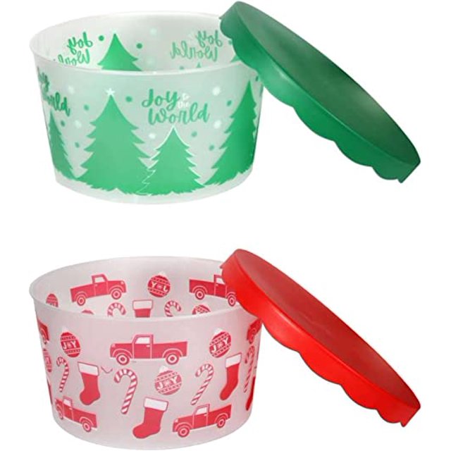 CGT Christmas Plastic Food Storage Containers with Lids Xmas Tree Candy