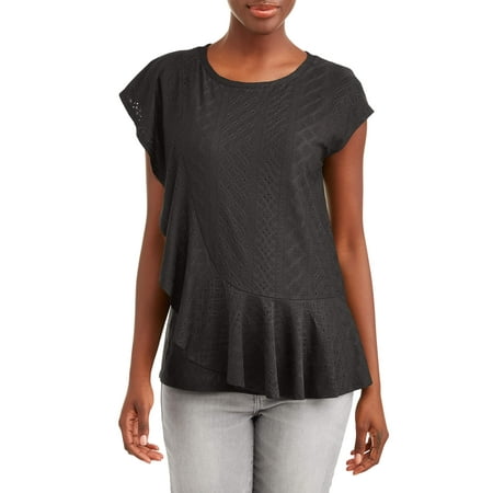 - Women's Short Sleeve Ruffle Sleeve Top