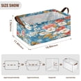 thumbnail image 3 of Red and White Nostalgic Flowers Storage Basket Soccer Plaid Fabric Hoard Box Oversized Collapsible Closet Organizer with Metal Iron Frame 16.9×11.4×7.7in, 3 of 8
