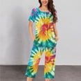 thumbnail image 2 of Rbaofujie Pyjama Boutonné pour Femmes, Ensemble de Chemise de Nuit à Col Rond à Manches Courtes et Pantalon, Tenue d'Intérieur, Pyjama avec Poches, Chemises de Nuit pour Femmes, 2 of 5