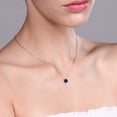 thumbnail image 2 of Gem Stone King 925 Sterling Silver Blue Sapphire Solitaire Pendant Necklace for Women | 0.60 Cttw | Round 5MM | Gemstone September Birthstone | with 18 inch Silver Chain, 2 of 3