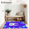 thumbnail image 3 of ODIKA 3'x5' Machine Washable Non-Slip Area Rug, Cheerful Tooth Shaped Character Art with Splashing Water and Fun Swirls High Traffic Rug, Purple, 619740, 3 of 7