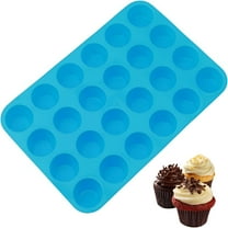 ACDANC Large Mini Muffin Pans - 24 Cup Jumbo Silicone Pan for Cupcakes and Baking - Non Stick Tray / Bakeware - Silicone Mold,Heat Resistant up to 450°F - Dishwasher and Microwave Safe - Blue