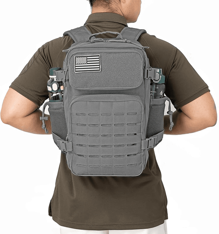 25L/45L Durable Nylon Hiking Backpack for Men, Multi-Day Camping & Travel Backpack with MOLLE System & Side Bottle Pockets