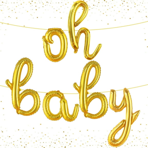KatchOn, Gold Oh Baby Balloon Sign - 16 Inch | Oh Baby Sign for Backdrop | Baby Shower Balloons for Baby Shower Decorations | Gender Reveal Balloons, Oh Baby Balloons for Gender Reveal Decorations