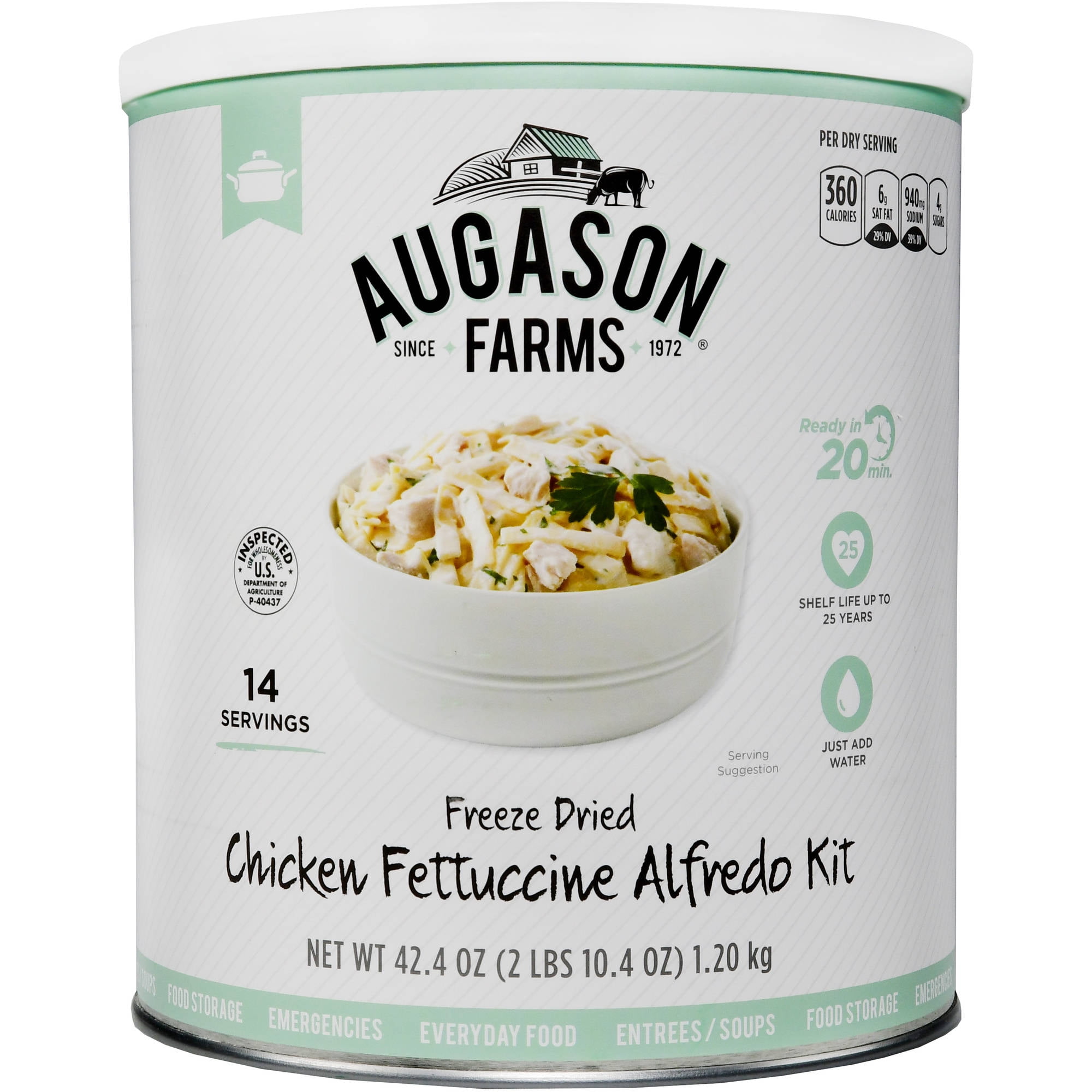 Augason Farms Emergency Food Freeze Dried Chicken Fettuccine Alfredo Meal Kit, 42.4 oz by Generic