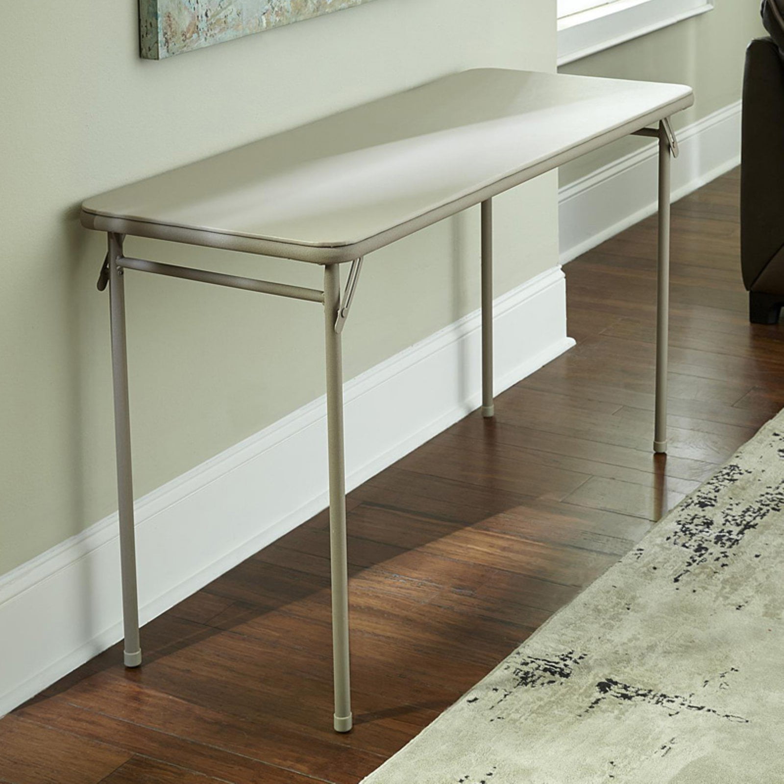 Cosco 20" x 48" Vinyl Top Folding Table, Antique Linen ...