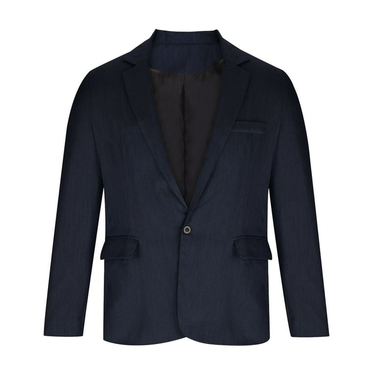 JIKNTTR Men Coats Solid Color Lapel One Button Multi Pockets