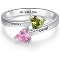 thumbnail image 3 of Personalized Customized Ring for Women Love Heart Promise Rings 925 Sterling Silver Name Ring with Simulated Birthstones and Custom Text Engraved, 3 of 5