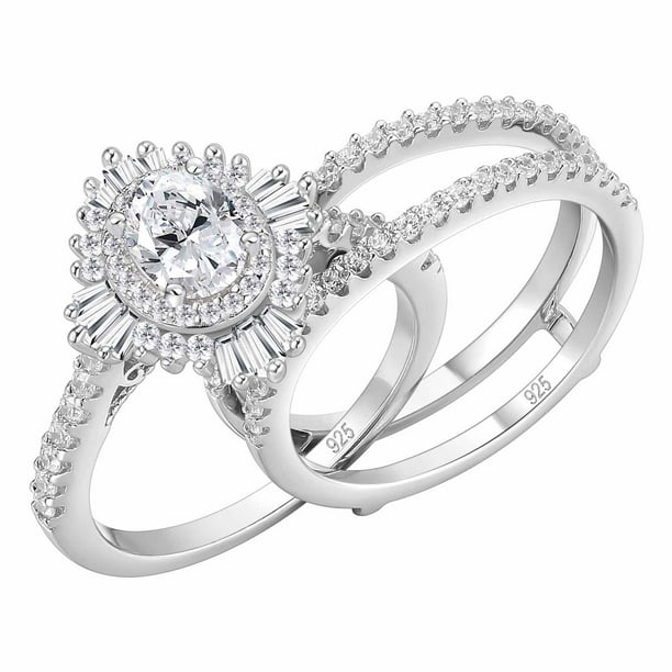 Newshe Engagement Rings for Women Wedding Ring Sets 3.5 Ct 925 Sterling ...