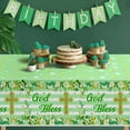 thumbnail image 5 of GROBRO7 Green Bless Party Tablecloths for Baby Shower First Communion Party ,Plastic Waterproof Table Cover, 3 Pcs, 5 of 7