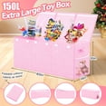 thumbnail image 3 of Extra Large Toy Box, Collapsible Sturdy Kids Toy Chest for Boys, Girls,Toy Chest Storage Box, 3 Side bags and Removable Lids, 40"X14"X16"，large toy box for Living Room, Bedroom,Pink, 3 of 10