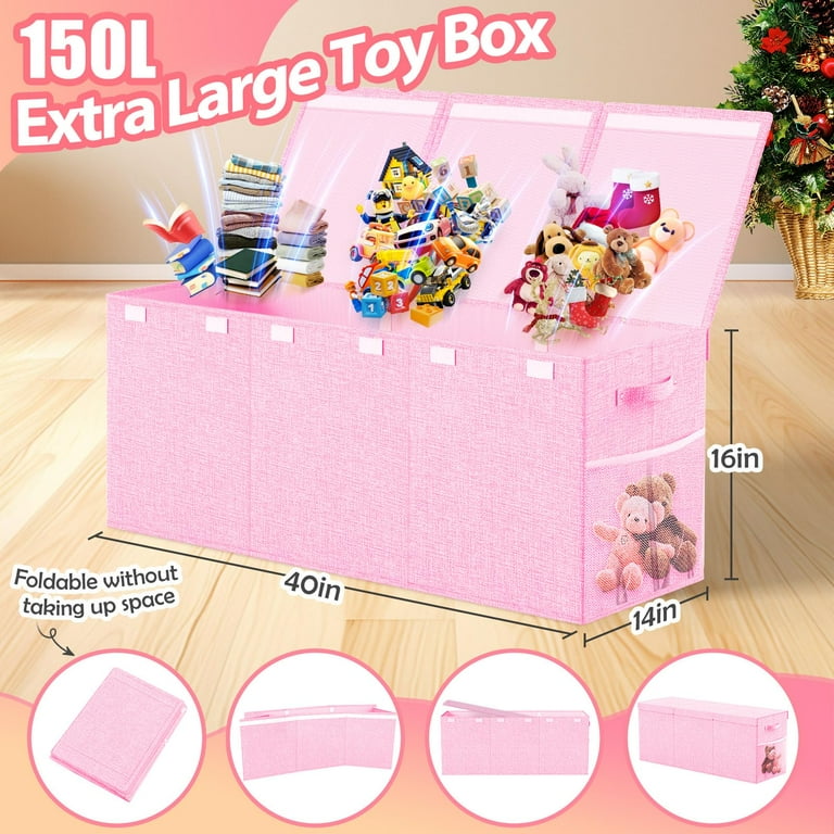 Extra Large Toy Box, Collapsible Sturdy Kids Toy Chest Storage Box