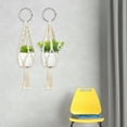 thumbnail image 5 of 2 Pack Macrame Plant Hangers, Indoor Outdoor Handmade Hanging Basket Planter Flower Pot Holder, Boho Style Decorative Cotton Rope with Beads for Home, Porch, Balcony, Window, 5 of 8