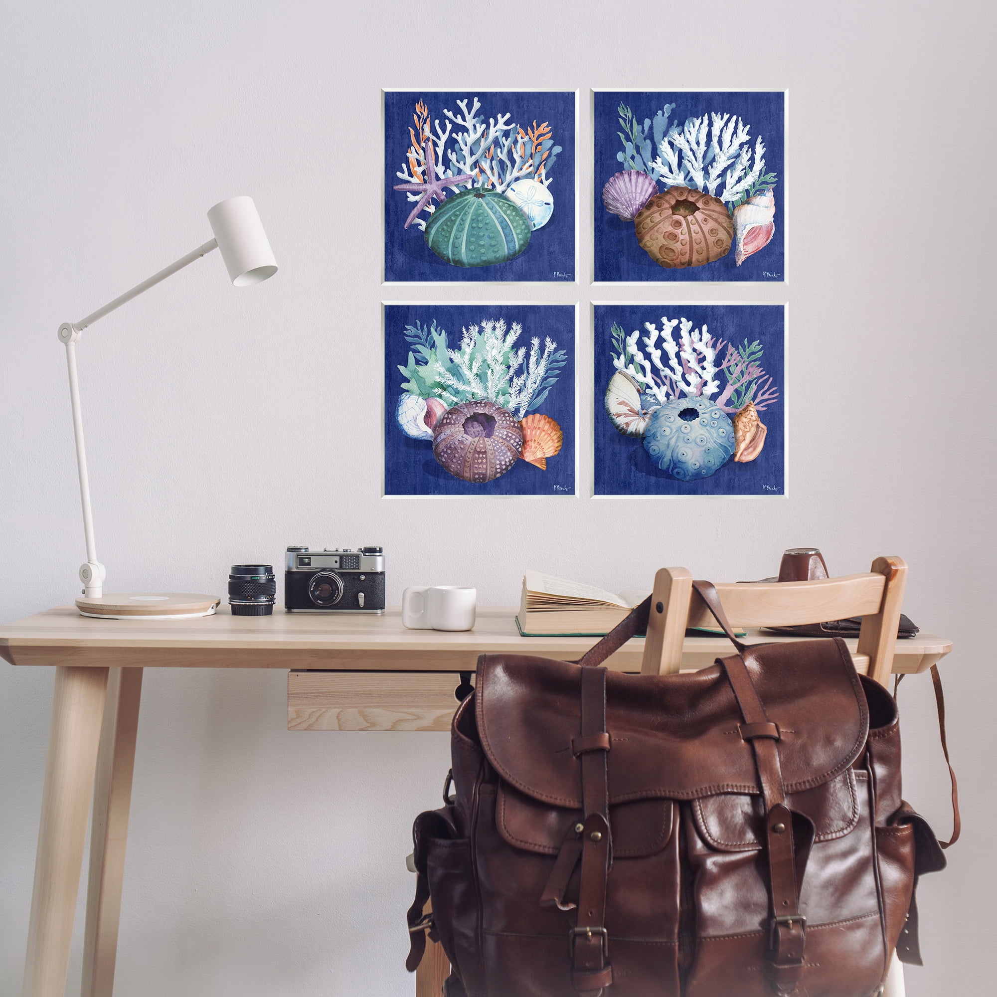 Stupell Industries Aquatic Shells Still Life Nautical & Beach Painting Unframed Art Print Wall Art, 12 x 12, Set of 4