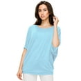 thumbnail image 3 of Made by Johnny Women's Scoop Neck Half Sleeve Batwing Dolman Top S AQUA, 3 of 6