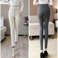 thumbnail image 4 of Mallas gruesas de lana de cordero para mujer, pantalones térmicos con forro polar cálido hasta el tobillo, mallas deportivas sexys de cintura alta ajustadas para invierno, 4 of 5