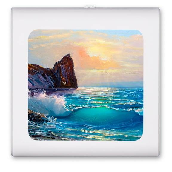 Plug in Dimmable LED Night Light with Dusk to Dawn Auto Sensor, Adjustable Brightness, Warm Light, Auto On/Off Nightlight for Bathroom, Hallway, Nursery, Bedrooms - Cliffside Sunrise