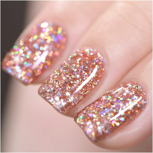 GAOY Esmalte de uñas de gel con purpurina, 0.6 fl oz, esmalte de gel brillante plateado, purpurina brillante de diamante, gel UV para arte de uñas, 1350 Vía Láctea