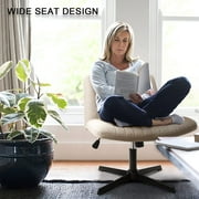 Waleaf Armless Office Desk Chair No Wheels,Fabric Padded Criss Cross Legged Office Chair,Swivel Vanity Chair