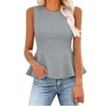 thumbnail image 4 of XUNKUSGA Womens Tops Fashion Sleeveless Babydoll Peplum Flared Hem Tops Business Casual Tops for Women Trendy Slim Fit Work Blouses for Women S-2XL Gray, 4 of 8