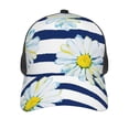 thumbnail image 3 of Disketp Daisy Striped Nautical Print Trucker Hat Men Women - Mesh Baseball SnapBack Cap, 3 of 7