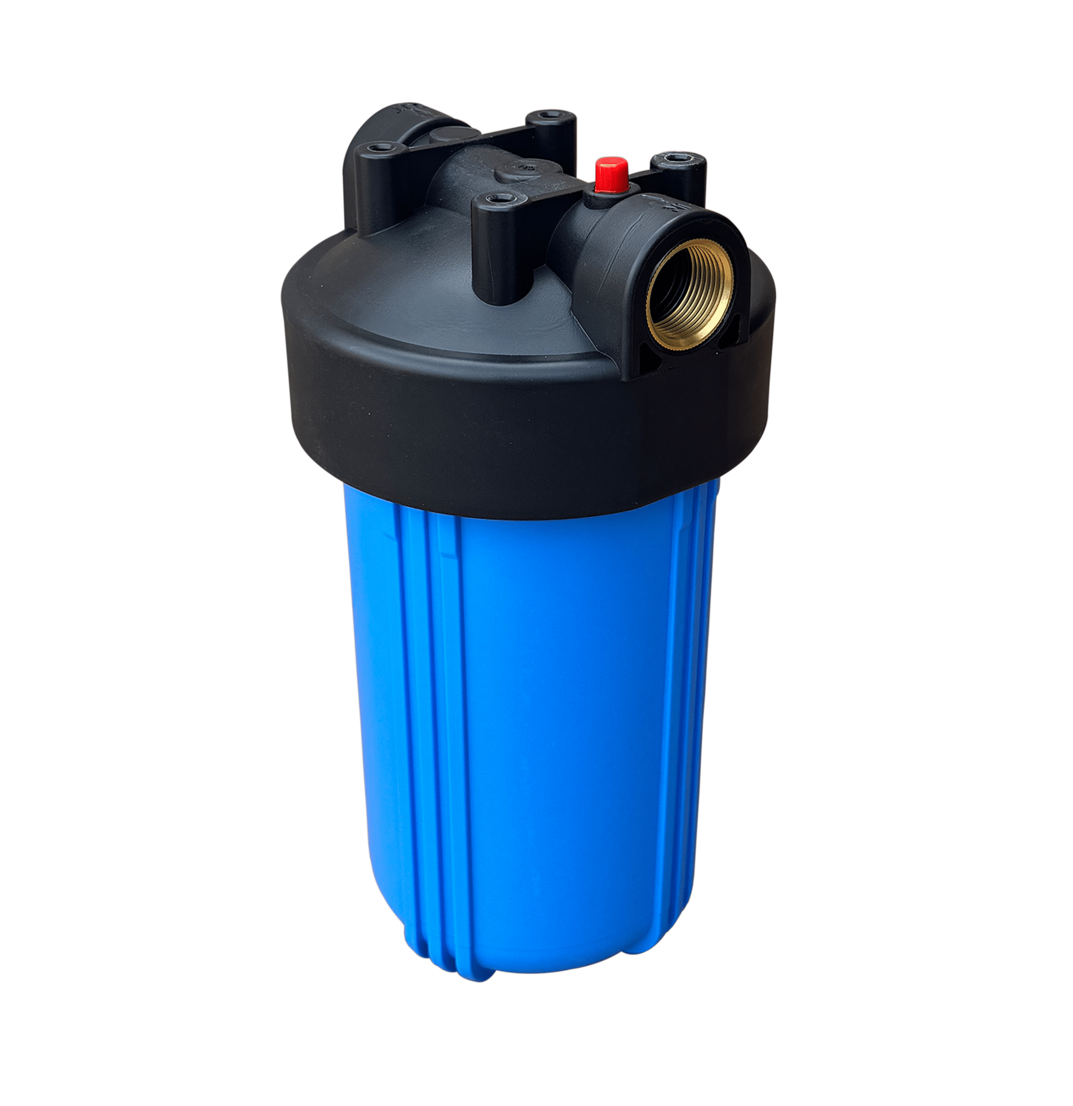 MyWaterClub Single Stage Whole House Water Filtration System – 10" x 4.5" Big Blue Housing, 1" Brass Insert Ports, Includes 5 Micron Sediment Filter, Wrench, Metal Bracket & Mounting Screws
