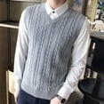 thumbnail image 4 of Fesfesfes Sweater Vest for Men Casual Sweater Vest School Uniform Pullover Cotton Knit V-Neck Vest Tops Blouse, 4 of 9