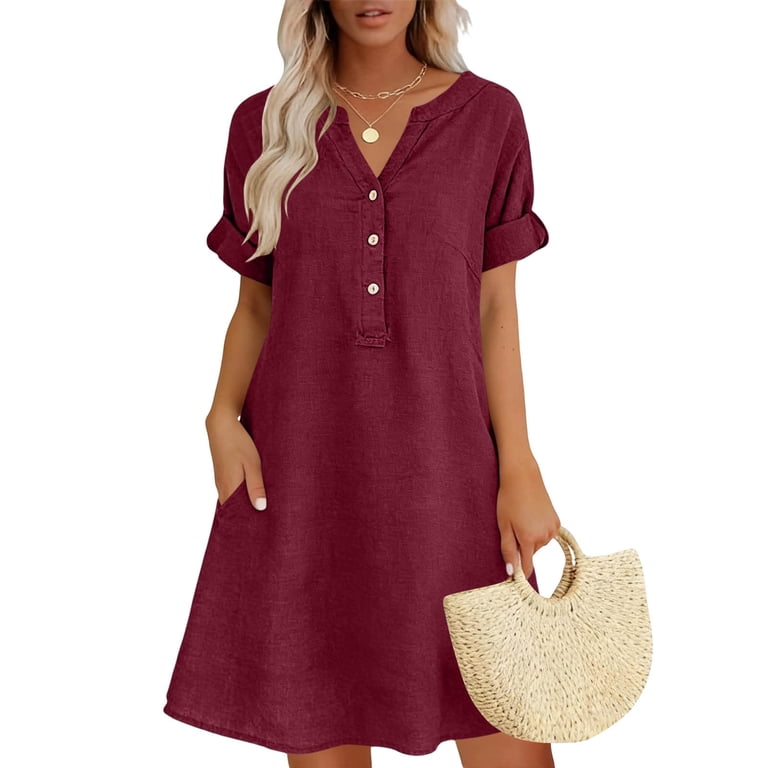 cotton and linen v neck midi dress Lavender Cotton Linen V-Neck Midi Pinafore Dress 50" / Tall (5'7" and above)