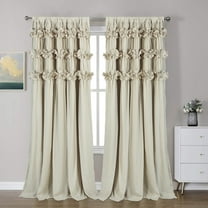 EvJk Camel Blackout Window Curtain 54" x 84", 2 Panels Curtains with Handmade Ruffles