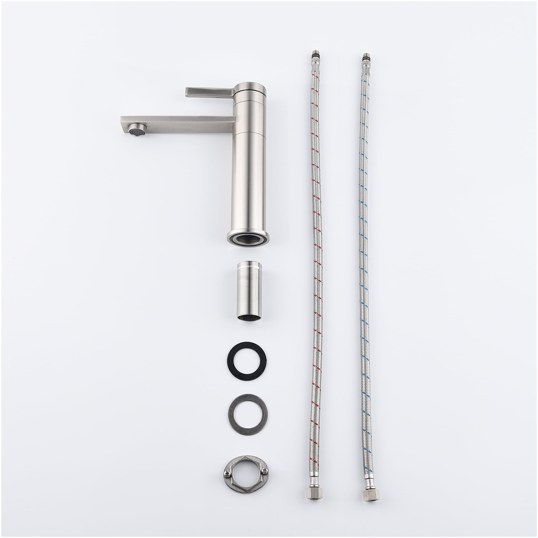 JERFIT Single Handle Bathroom Sink Faucet, Brushed Nickel Vanity Faucet for Single Hole Mount, Stainless Steel, Spot and Fingerprint Resistant