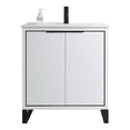 thumbnail image 2 of Fine Fixtures Opulence Collection 30 in. W x 18 in. D x 33 in. H Bathroom Vanity in White Matte with White Ceramic Sink - Black hardware, 2 of 9