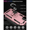 thumbnail image 3 of For Apple iPhone 16 Pro (6.3") Shockproof Hybrid Dual Layer PC + TPU with Ring Stand Metal Kickstand Heavy Duty Armor Phone Case Cover by Xpression - Rose Gold, 3 of 9