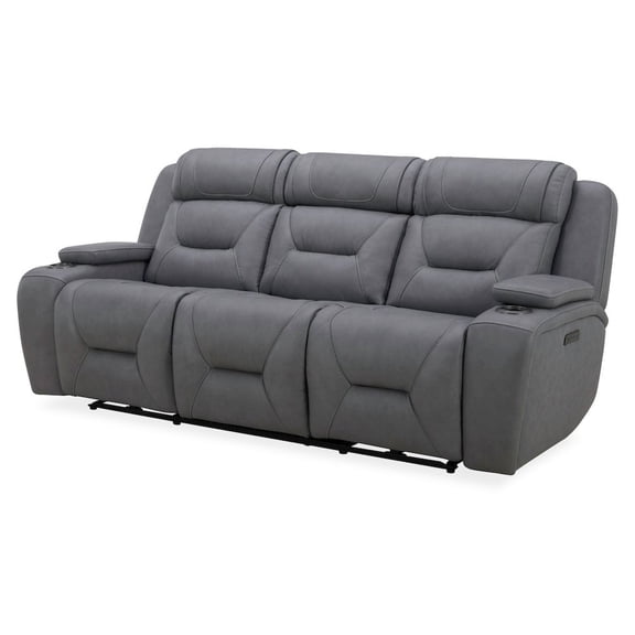 Liberty Furniture Power Recline Sofa & Recliner with Charging Ports - Aline Blue Gray Leather