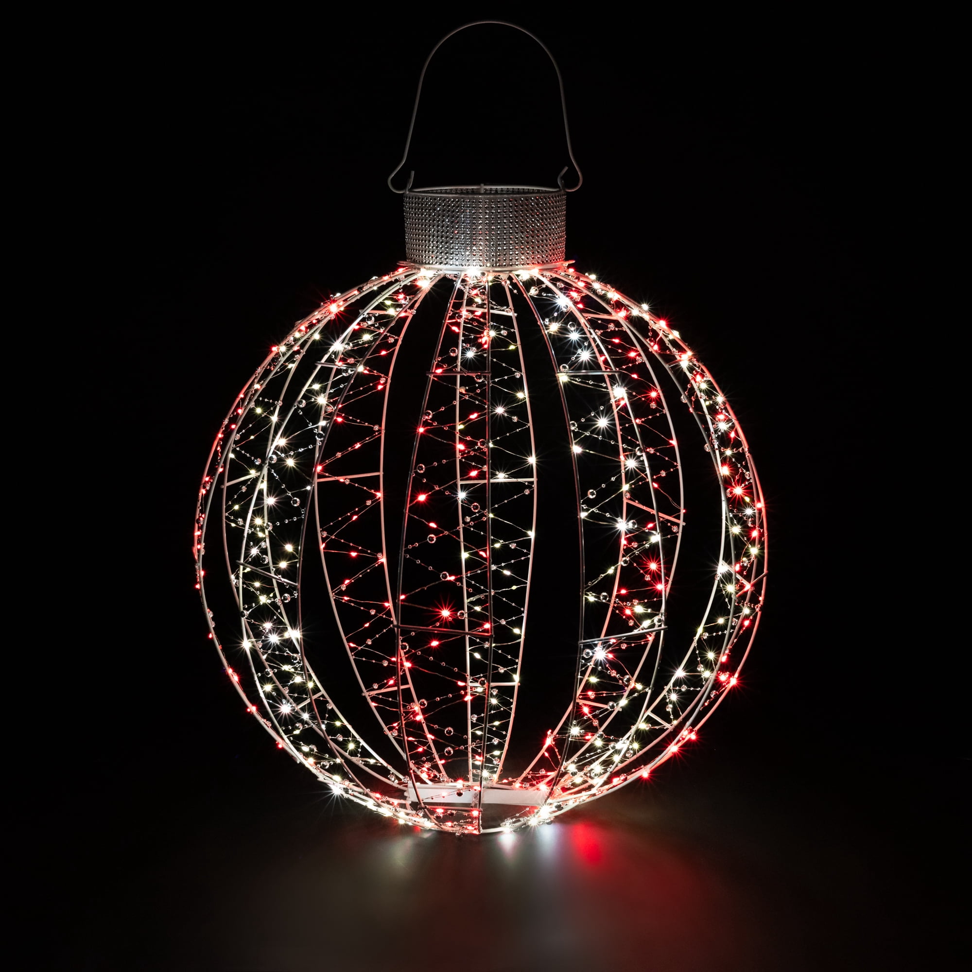 LED Lighted 3-D Ball Ornament Christmas Yard Decoration - 24" - Red and Warm White