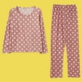 thumbnail image 6 of Polyester Long Sleeve Spandex Pajamas for Women Pink Sleepwear Polka Dot Pajama Set Print Cotton Tops Pants Trouser XXL, 6 of 6