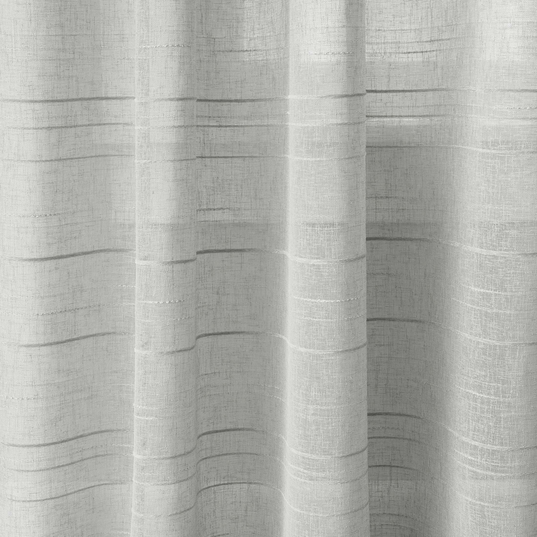 Mainstays Woven Stripe Sheer Tab Top Curtain, Single Panel, Silver, 50" W x 63" L